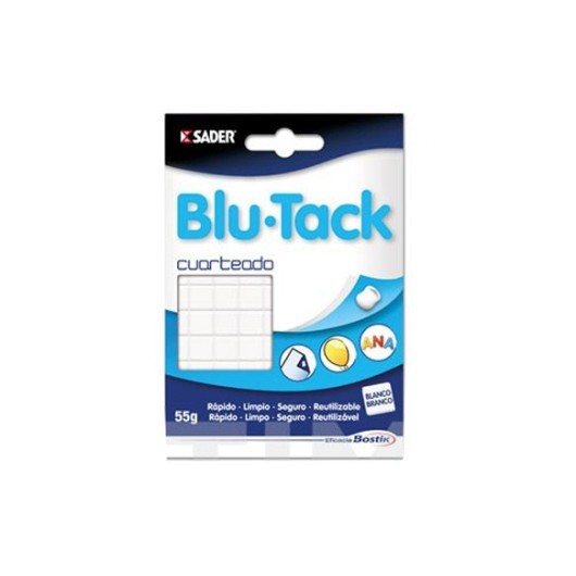 Masilla Adhesiva Reutilizable Precortada Blu-Tack 55 Gr Blan