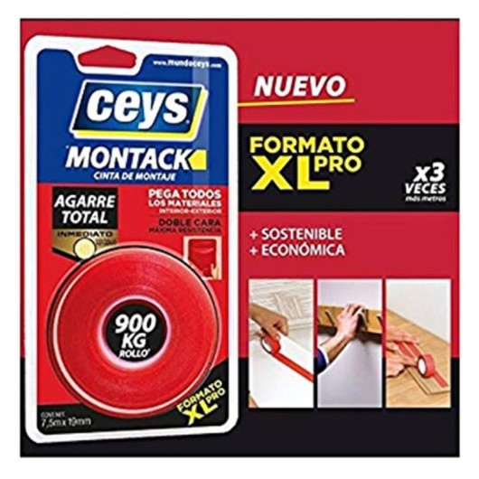 Cinta Doble Cara Montack Agarre Total 7,5 M X 19 Mm Ceys