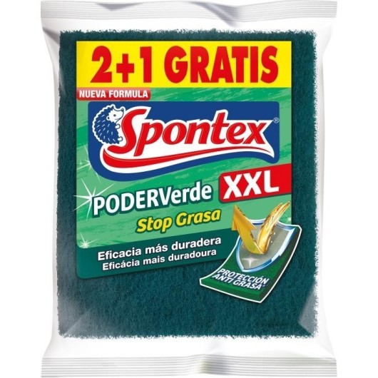 Estropajo Fibra Verde (2+1 Uds) Xxl Spontex