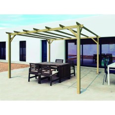 Pergola Madera Pino Macizo Iris 12.6M2 420 X 300 X H249 Cm Poste 9.5X9.5Cm Non