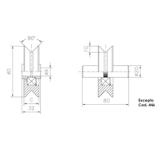 Polea Puerta Corredera 90X26Mm Canal Peso Maximo 655Kg 