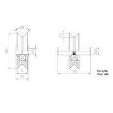 Polea Puerta Corredera 100X26Mm Canal Peso Maximo 655Kg 