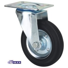 Rueda Gir 125Mm 2-0227 Pl.106X086 140Kg.Liso Gom Neg Zv Bs A