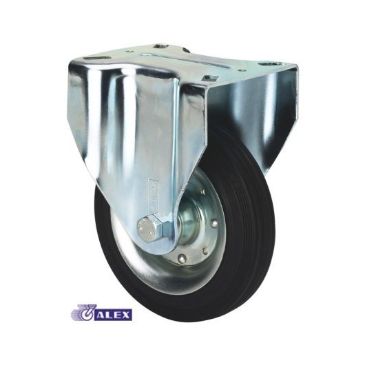 Rueda Fija 125Mm 2-0228 Pl.107X086 140Kg.Liso Gom Neg Zv Bs