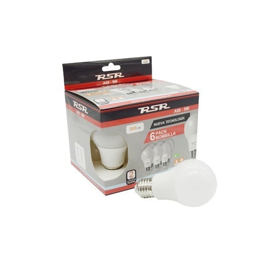 Lampara Ilumin E27 9W 800Lm Led Rsr Termop 4500K Six Pack Es