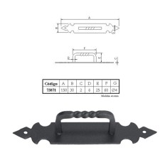 Tirador Salomonico Negro Placa 150X30Mm Imex El Zorro