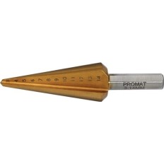 Broca De Escariado Chapa 03-14Mm Hss-Tin Vastago 6Mm Promat