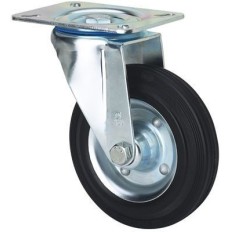 Rueda Gir 125Mm 2-0227 Pl.106X086 140Kg.Liso Gom Neg Zv Bs A