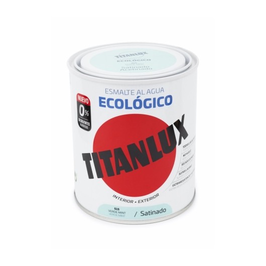 Esmalte Al Agua Ecologico Satinado 750 Ml Verde Mint Titanlu