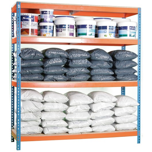 Estanteria Orden 4B 2000X1800X600Mm S/T Azul/Naranja/Madera