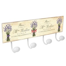 Percha Pared Porcelana Lavanda 4 4 Pomos Blanca Nesu