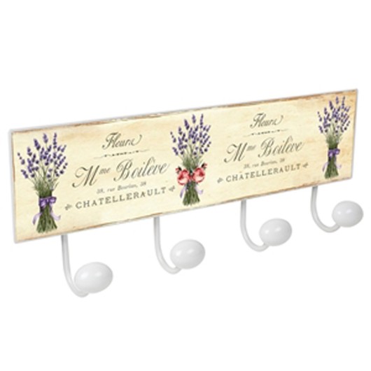 Percha Pared Porcelana Lavanda 4 4 Pomos Blanca Nesu