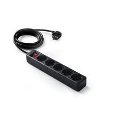 Base Multiple Eco Con Interruptor Negra 5 Tomas 1,5 Mt Famatel
