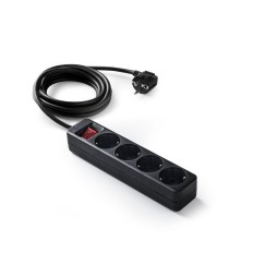 Base Multiple Eco Con Interruptor Negra 4 Tomas 1,5 Mt Famatel