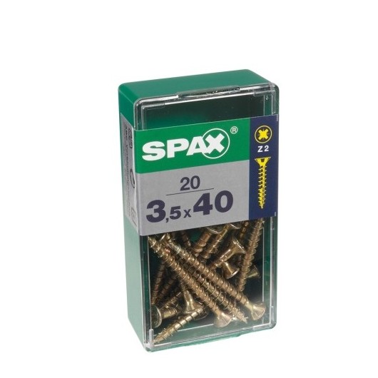 Tornillo Madera Cabeza Plana Pozi Bicromatado 3,5X 30 Caja S 20 Unid Spax
