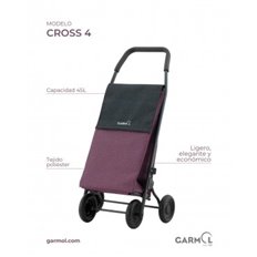 Carro Compra Cross 4R 45 L Denim Berenjena Negro Garmol