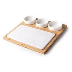 Bandeja Aperitivo Marmol/Bambu 3 Cuencos 28,2 X 28,2 Cm Lacor