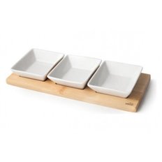 Bandeja Aperitivos Base Bambu 3 Cuencos 28 X 10 Cm Lacor