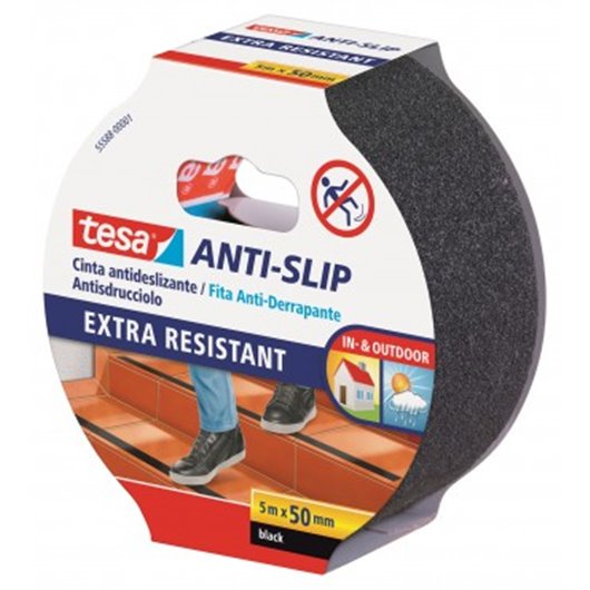 Cinta Antideslizante Anti-Slip Extra Resistente 5 M X 50 Mm Negro Tesa