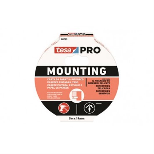 Cinta Doble Cara Mounting Pro Estucos/Papel/Pared 5 M X 19 M