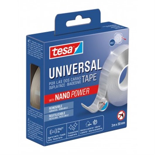 Cinta Doble Cara Universal Removible Nano Power 3 M X 30 Mm Transparente Tesa Tape