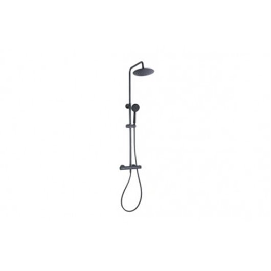 Columna De Ducha Coral Termostatica Negro Con Rociador Redon