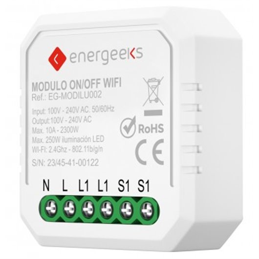 Modulo Interruptor On/Off Wifi 2,4Ghz 2300W Energeeks