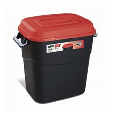 Contenedor Bas. 75Lt Asas/Tapa Pp Negro T/Roja 411006 Tayg