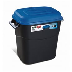 Contenedor Bas. 75Lt Asas/Tapa Pp Negro T/Azul 411021 Tayg