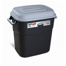 Contenedor Bas. 75Lt Asas/Tapa Pp Negro T/Gris 411007 Tayg
