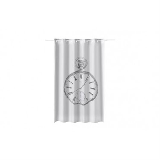 Cortina Bao Estampado Reloj 180 X 200 Cm Poliester Atenas