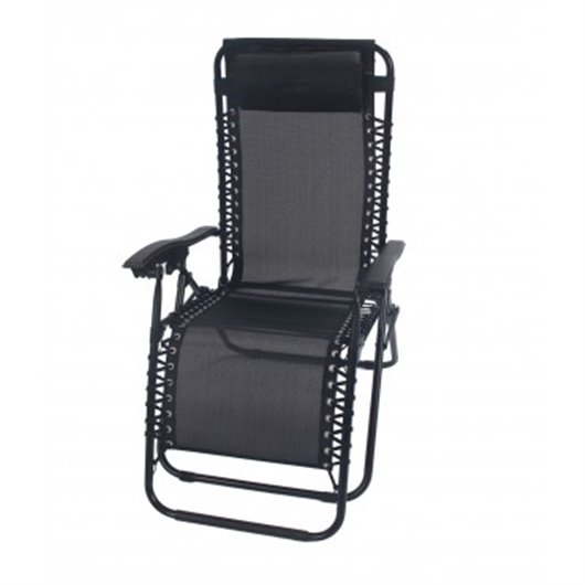 Sillon Plegable Relax Con Cojin Zero Gravity Negro Import