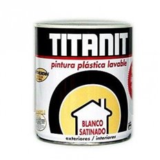 Pintura Plastica Interior Exterior Titanit Satinado 750 Ml Blanco Titan