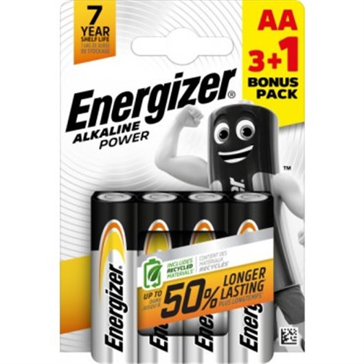 Pila Alcalina Power Lr6 Aa Pack 4 +3+1 Energizer