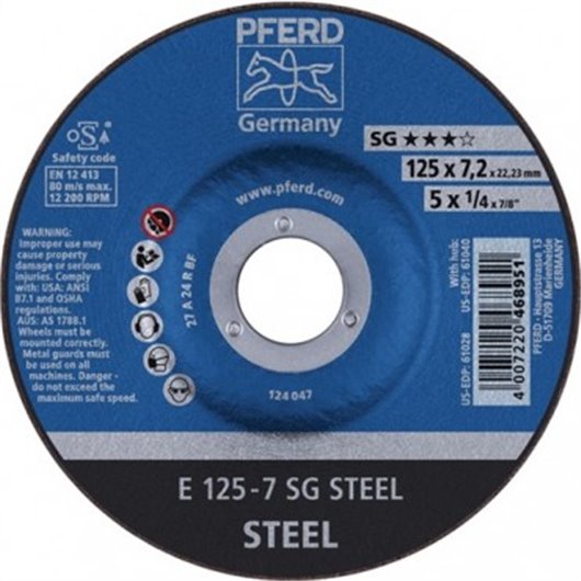 Disco Desbaste Metal Conico 230X07,2Mm Sg Steel Pferd