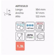 Contenedor Alimentos Ovalado Topflex 1,2 L Turquesa Tatay