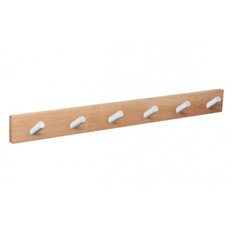 Percha Pared Madera Natural 6 Pomos Inclinados Blancos Nesu