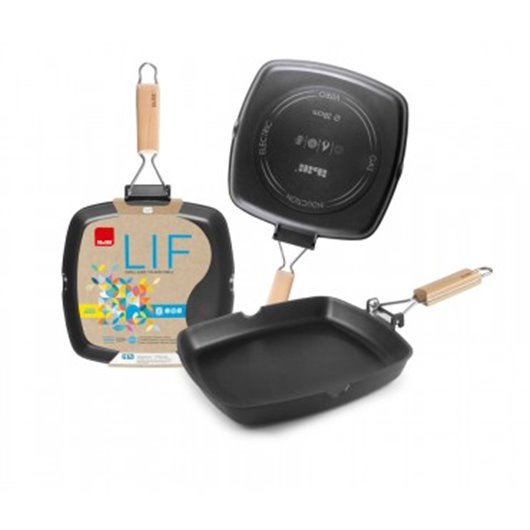 Grill Liso Aluminio Fundido Asa Abatible Lif 28 Cm Induccion