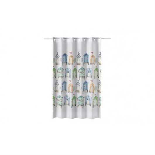 Cortina Bao Estampado Casitas 180 X 200 Cm Poliester Atenas