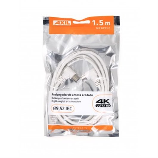 Cable Antena Conectores Acodados 1,5M Blanco Axil
