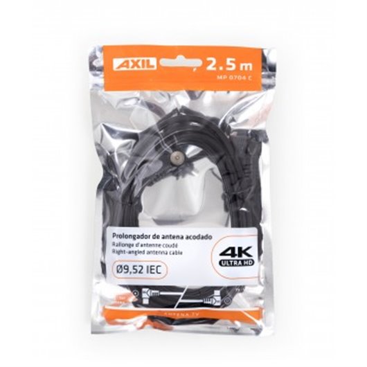 Cable Antena Conectores Acodados 2,5M Negro Axil