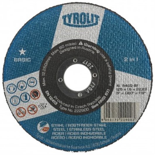 Disco Corte Acero/Inox Basic 125 X 2.5 X 22 Tyrolit