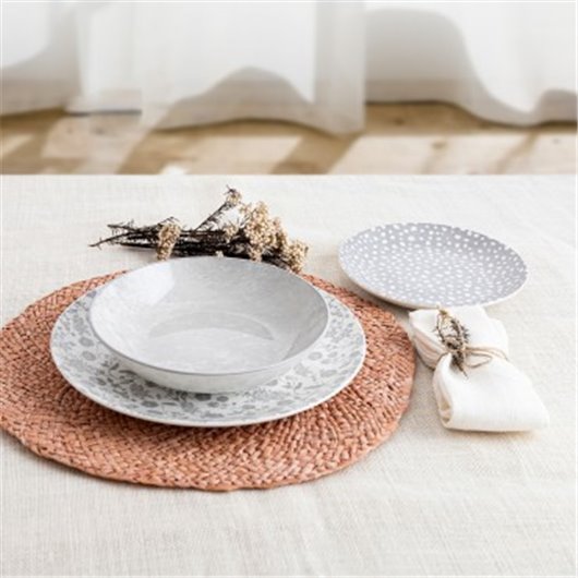 Vajilla 12 Pzas Porcelana Decorada Aquilea Gris Bidasoa