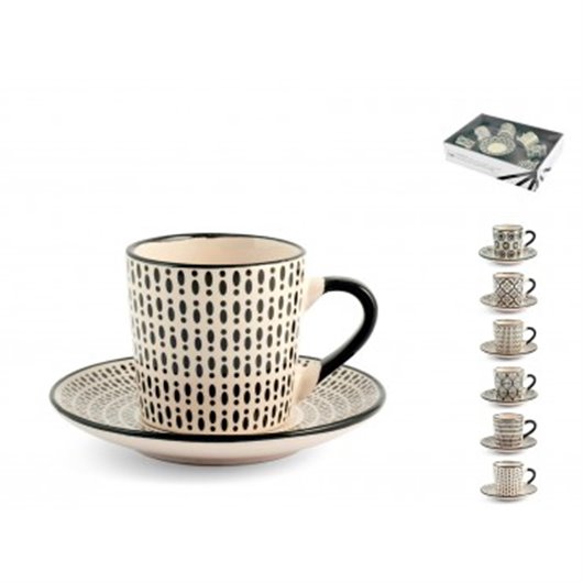 Taza Cafe Con Plato Stoneware Whera Set 6 Uds 9 Cl