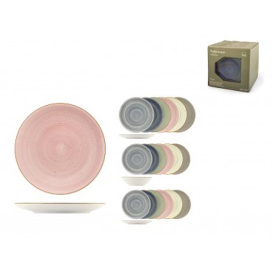 Vajilla 18 Pzas Stoneware Surtido Harper Colores