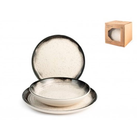 Vajilla 18 Pzas Stoneware Marte/Gris Negra