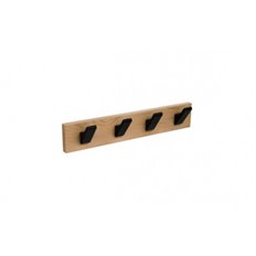 Percha Pared Madera Haya Natural 4 Ganchos Negros Nesu