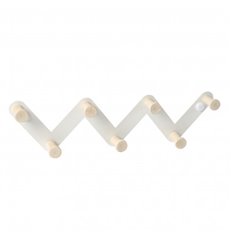 Percha Pared Madera Natural 330 Mm 7 Ganchos Blanca Nesu