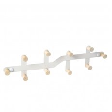 Percha Pared Madera Natural 430 Mm 10 Ganchos Blanco Nesu