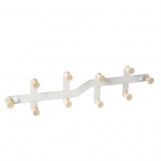 Percha Pared Madera Natural 430 Mm 10 Ganchos Blanco Nesu